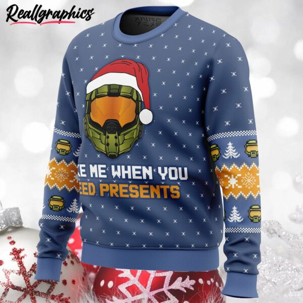 wake me when you need presents halo ugly christmas sweater 2 fumuj