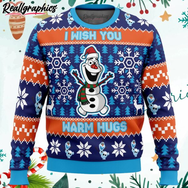 warm hugs frozen ugly christmas sweater 722hm