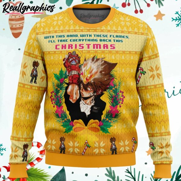 with this hand with these flames katekyo hitman reborn ugly christmas sweater h6gms
