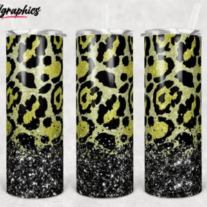 yellow leopard glitter overlay design skinny tumbler g2i6fv