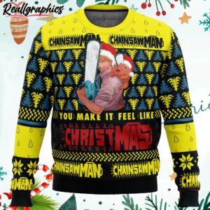 you make it fell like christmas chainsaw man ugly christmas sweater pBZ2W
