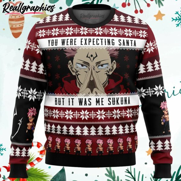 you were expecting santa sukuna jujutsu kaisen ugly christmas sweater icc65