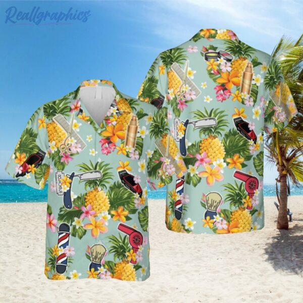 barber pineapple hawaiian shirt hair stylist 3d print shirt 1 jcnqpp