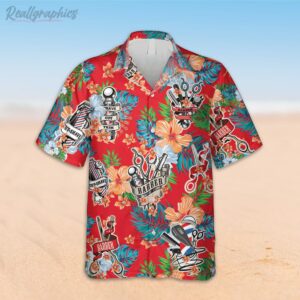 barber red hawaiian shirt tropical shirt gift for him 2 nbfnqr