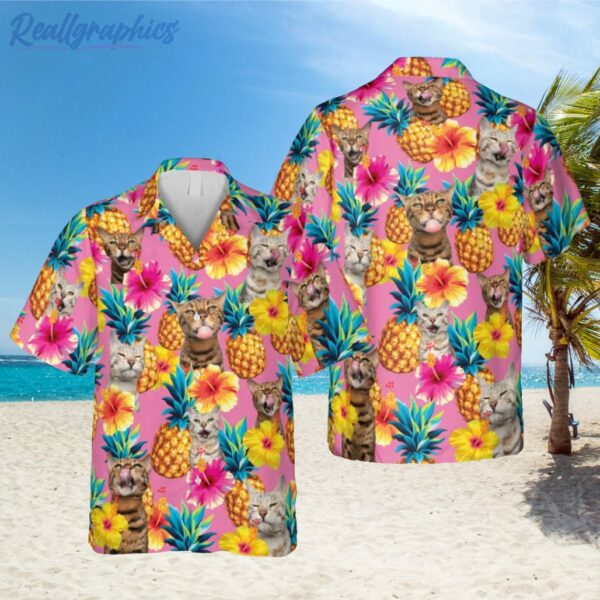 bengal cat pineapples hawaiian shirt vintage 3d print aloha shirt 1 b7xmhq
