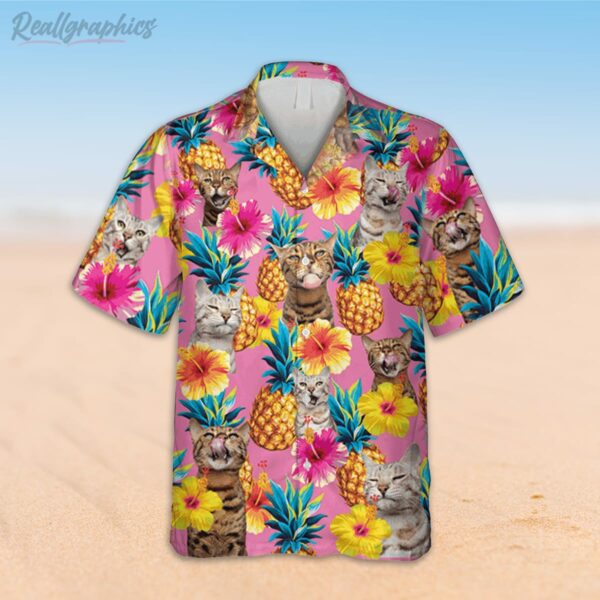 bengal cat pineapples hawaiian shirt vintage 3d print aloha shirt 2 mhdtlo