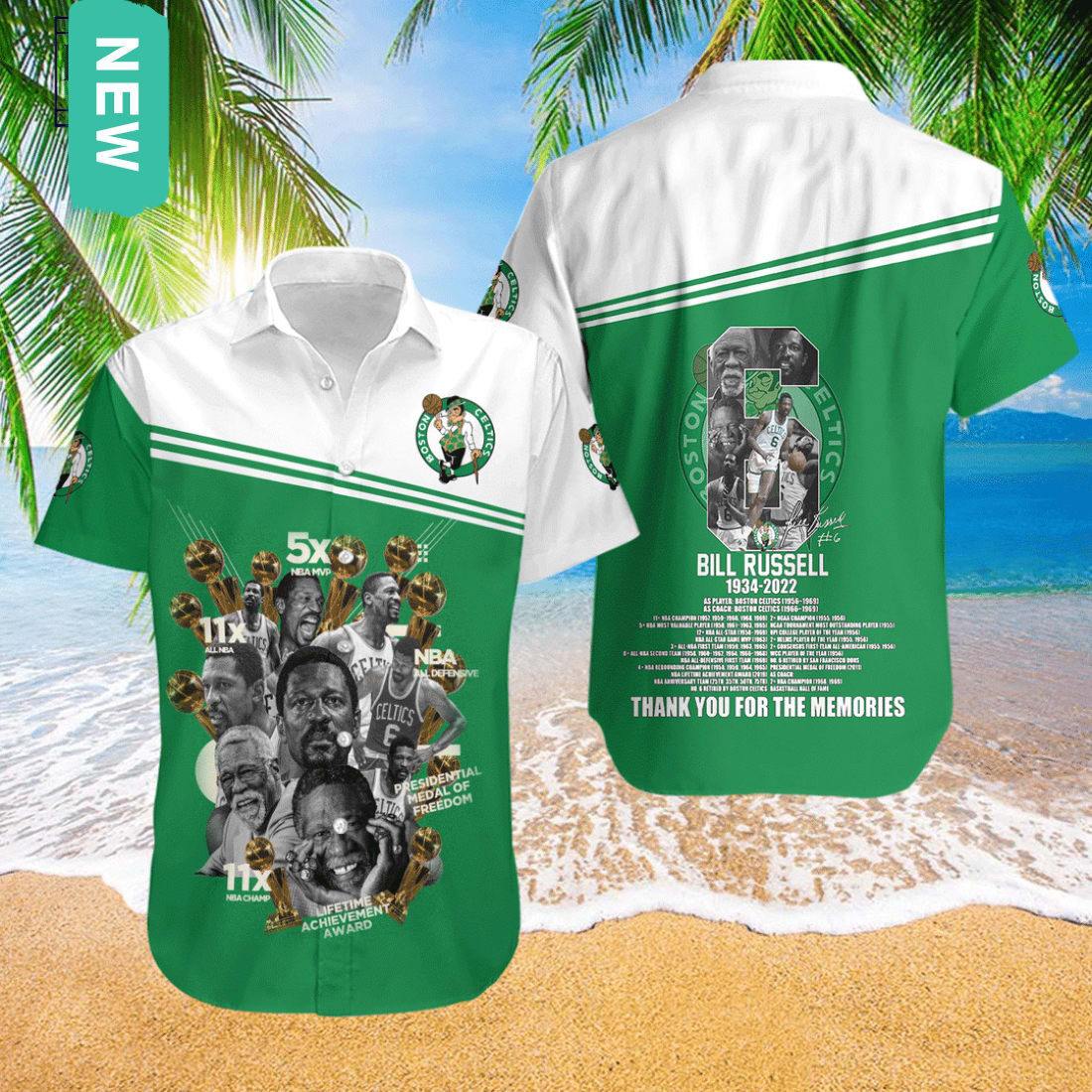 Boston Celtics Bill Russell Hawaiian Shirt