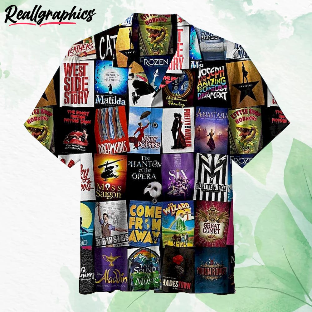 Broadway Musical Theater Hawaiian Shirt, Short Sleeve Button-up Shirt