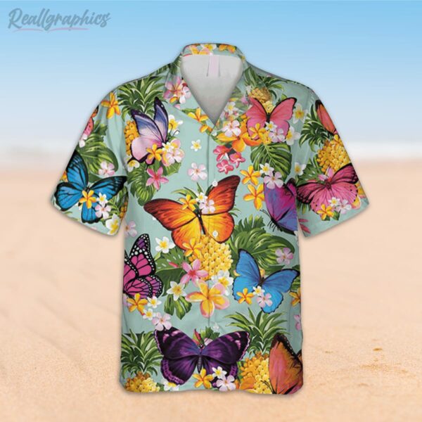 butterflies and pineapple hawaiian shirt fruits summer shirt 2 bschlp