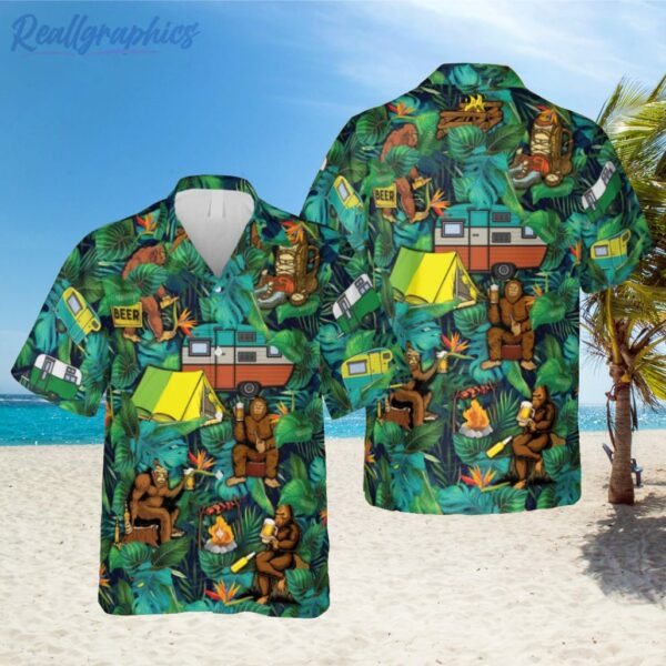 camping bigfoot green hawaiian shirt gift for him 1 lwjrog