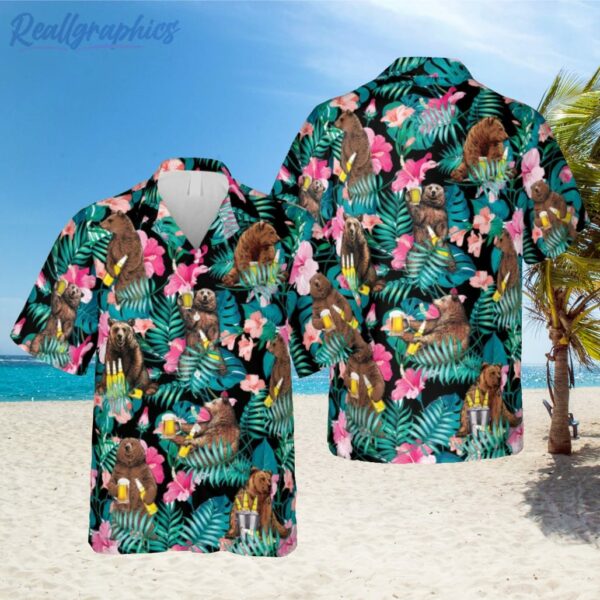 drunk bear hibicus flowers hawaiian shirt brewery summer outfit 1 fezxpu