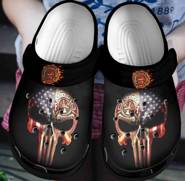 firefighter skull printed classic clogs shoes mmpvtv