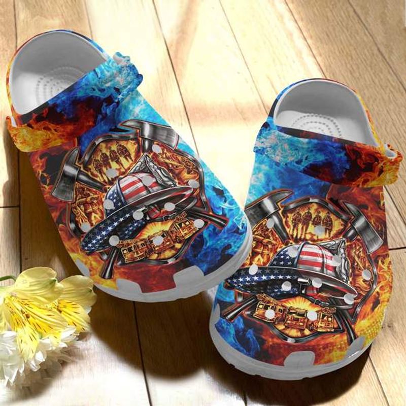 firefighter us flag classic clog shoes