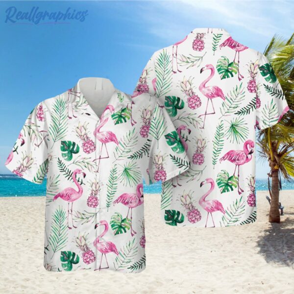 flamingo and pink pineapple white hawaiian shirt 3d print clothing 1 xls367