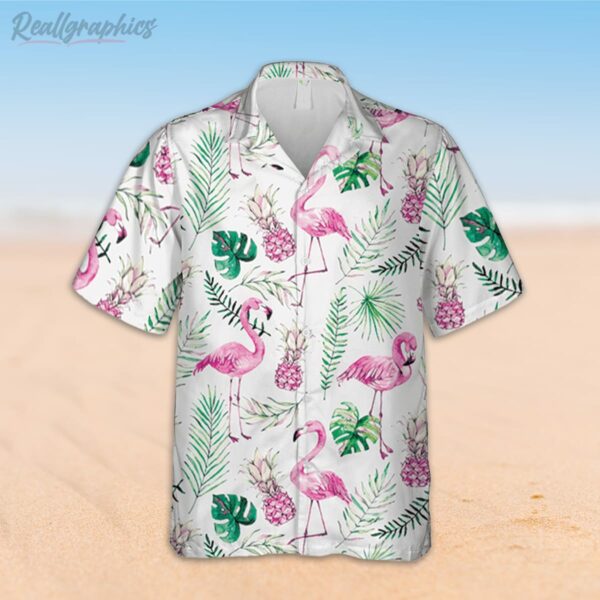 flamingo and pink pineapple white hawaiian shirt 3d print clothing 2 fydj4a