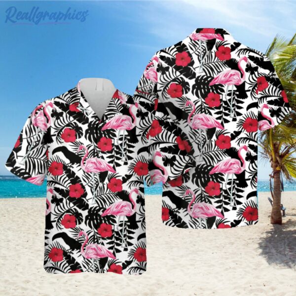 flamingo black and white hawaiian shirt summer holiday gift 1 jjqlqd