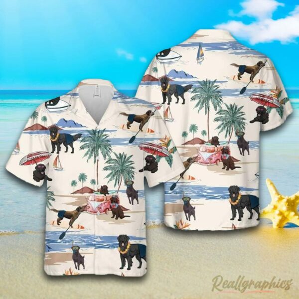 flat coated retriever summer beach hawaiian shirt lqopk8
