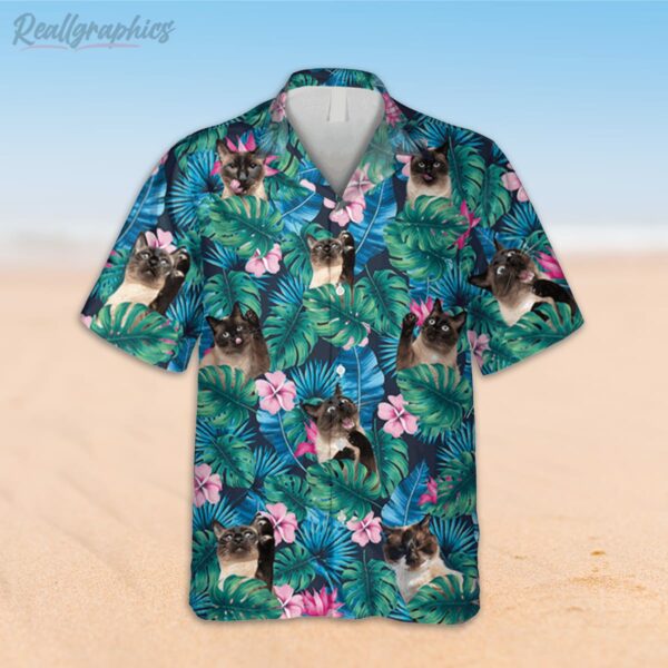 floral hibicus siamese hawaiian shirt cat dad summer shirts 2 fwwdbn