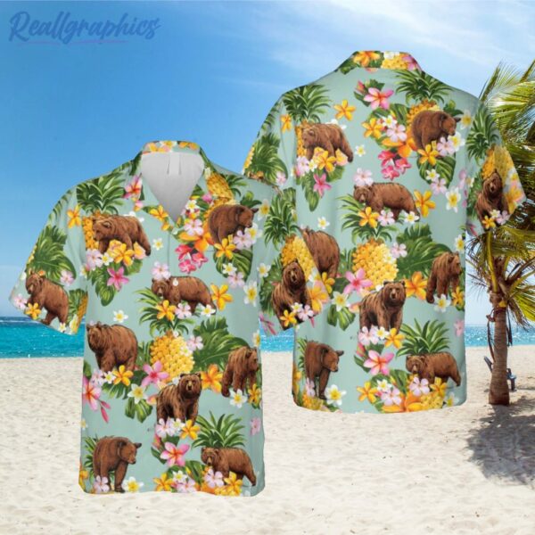 funny bear and pineapple hawaiian shirt 1 b4rnmw