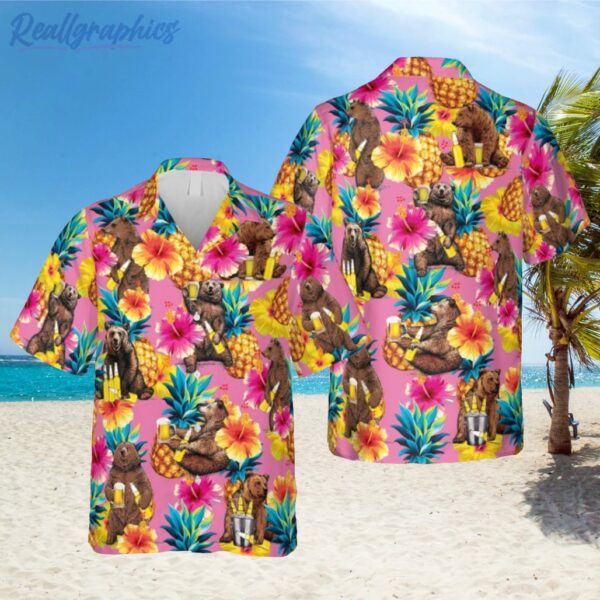 funny bear pink hawaiian shirt vintage camping shirt 1 dqqvbl