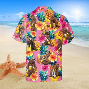 funny bear pink hawaiian shirt vintage camping shirt 3 bnwdgj