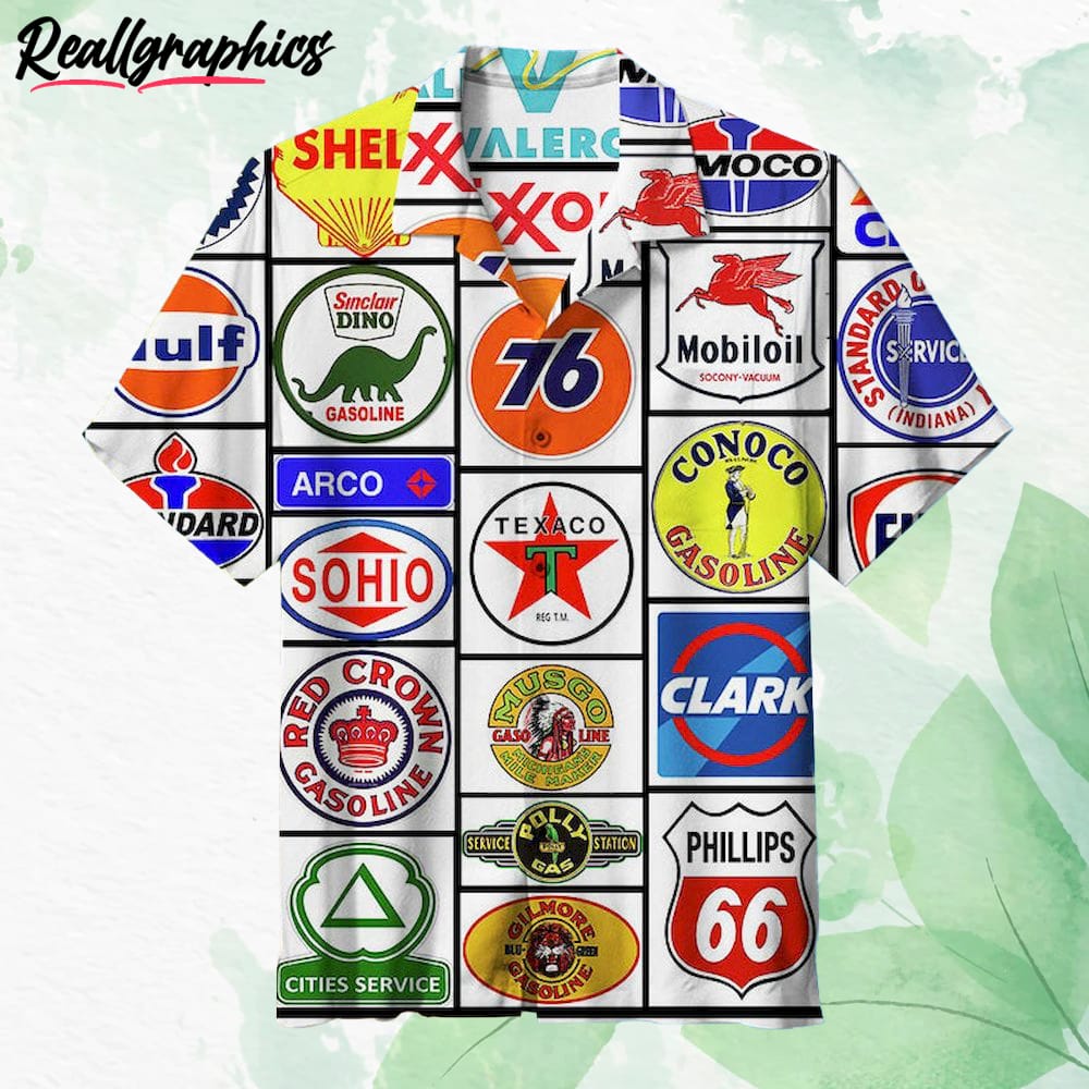 Gasoline Brands Hawaiian Shirt, Short Sleeve Button-up Shirt