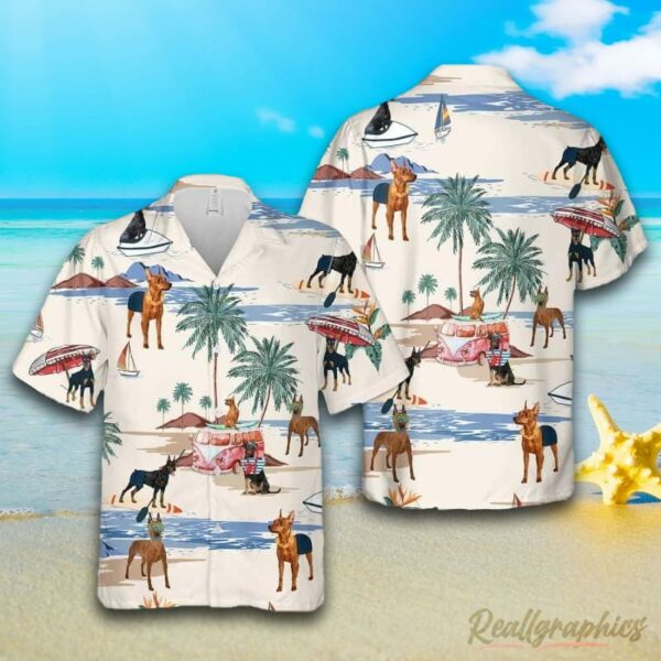german pinscher summer beach hawaiian shirt y8elou