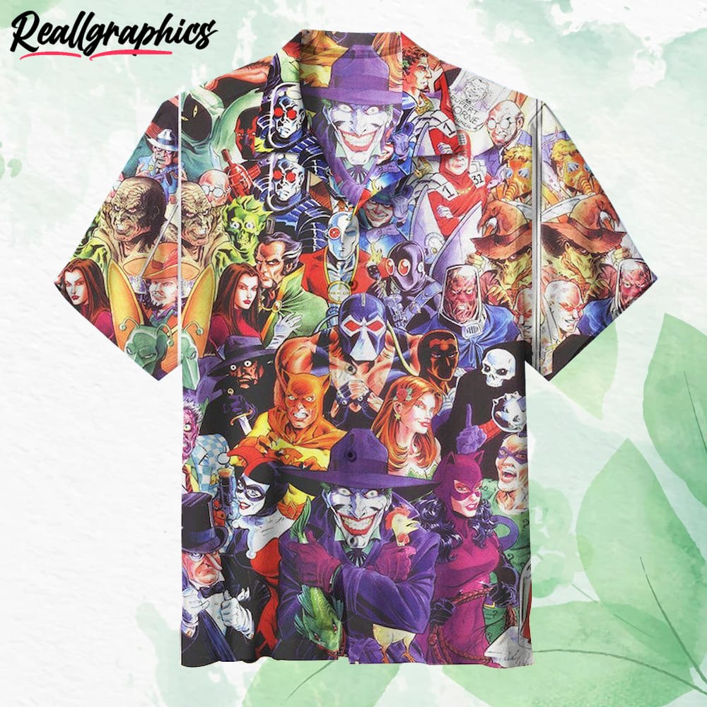 Gotham Villains Hawaiian Shirt, Short Sleeve Button-up Shirt