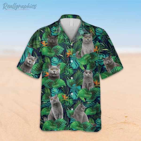 gray shorthair cat green hawaiian shirt tactical hawaiian shirt 2 zm9k2h