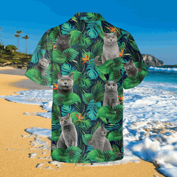 gray shorthair cat green hawaiian shirt tactical hawaiian shirt 3 wrs37x