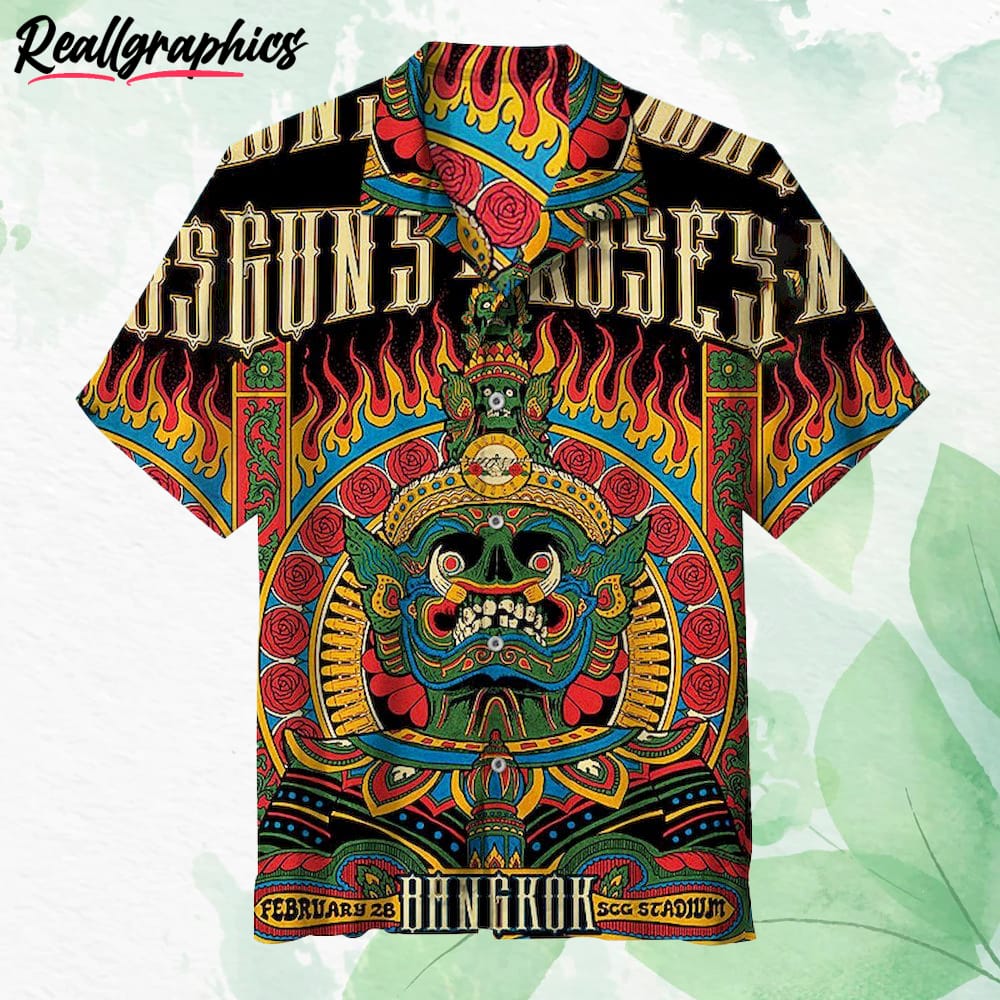 Guns N' Roses Bangkok Hawaiian Shirt, Short Sleeve Button-up Shirt