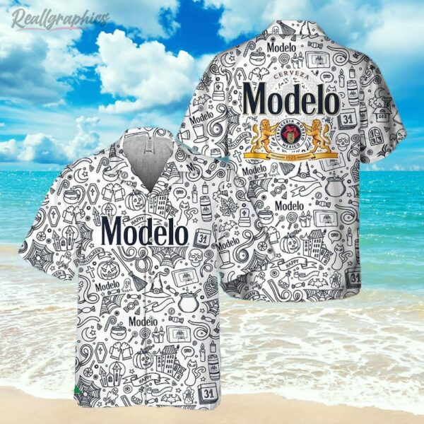 halloween doodle art modelo beer hawaiian shirt short sleeve button up shirt ybd7ht