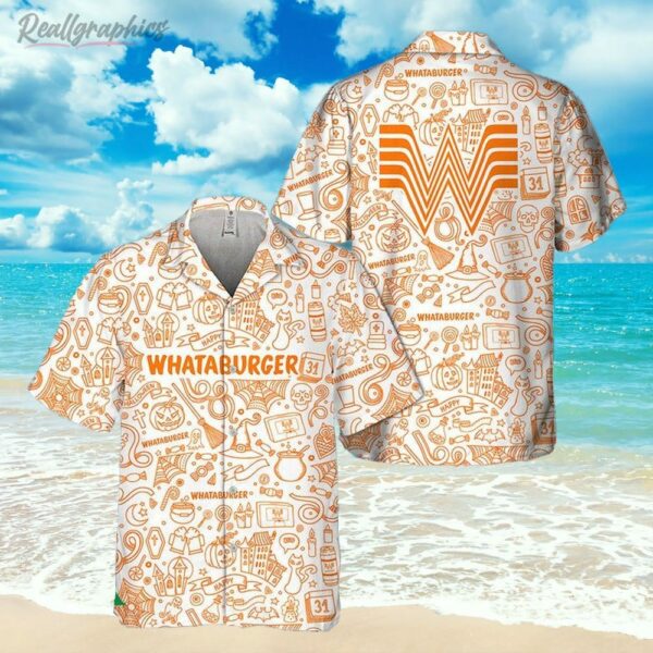 halloween doodle art whataburger hawaiian shirt short sleeve button up shirt jp1arz