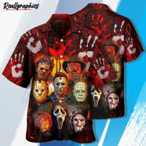 halloween horror movie characters blood scary hawaiian shirt wot5ji
