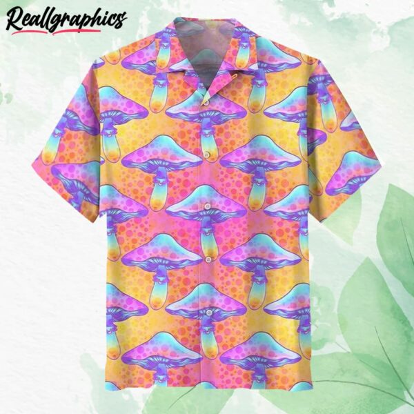 hippie magic mushroom hawaiian shirt short sleeve button up shirt zuf5xg