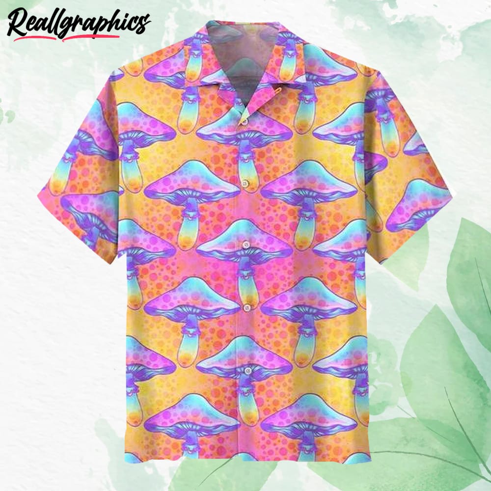 Hippie Magic Mushroom Hawaiian Shirt, Short Sleeve Button-up Shirt