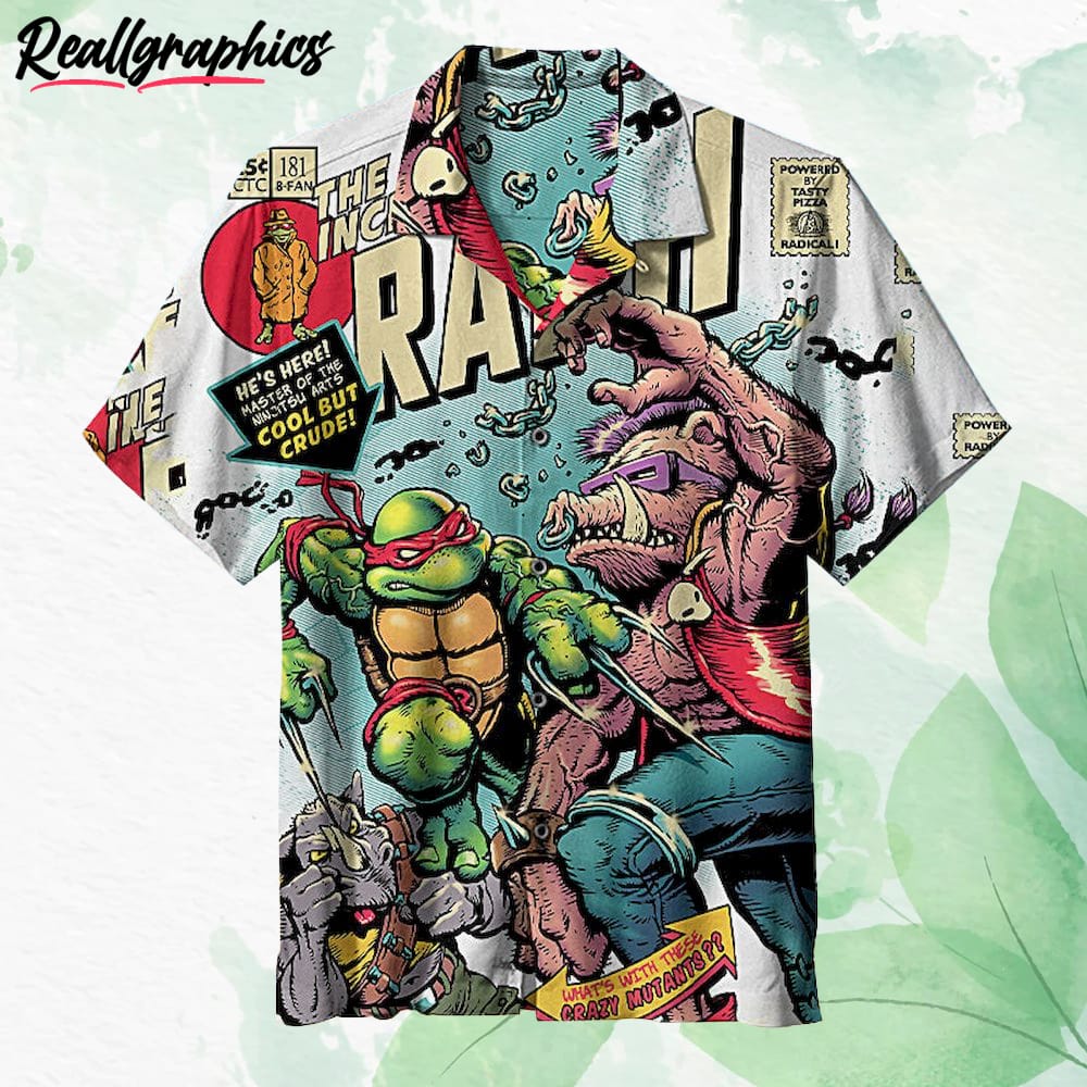 Incredible Raph Ninja Turtles Hawaiian Shirt, Short Sleeve Button-up Shirt