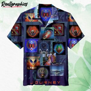 journey album collage hawaiian shirt short sleeve button up shirt u6aept
