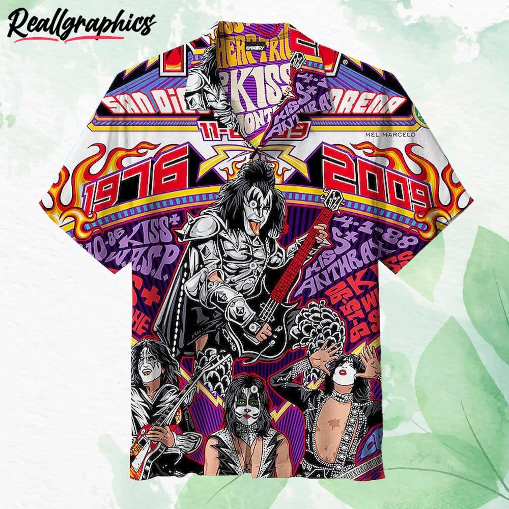 Kiss Metal Band Hawaiian Shirt, Short Sleeve Button-up Shirt
