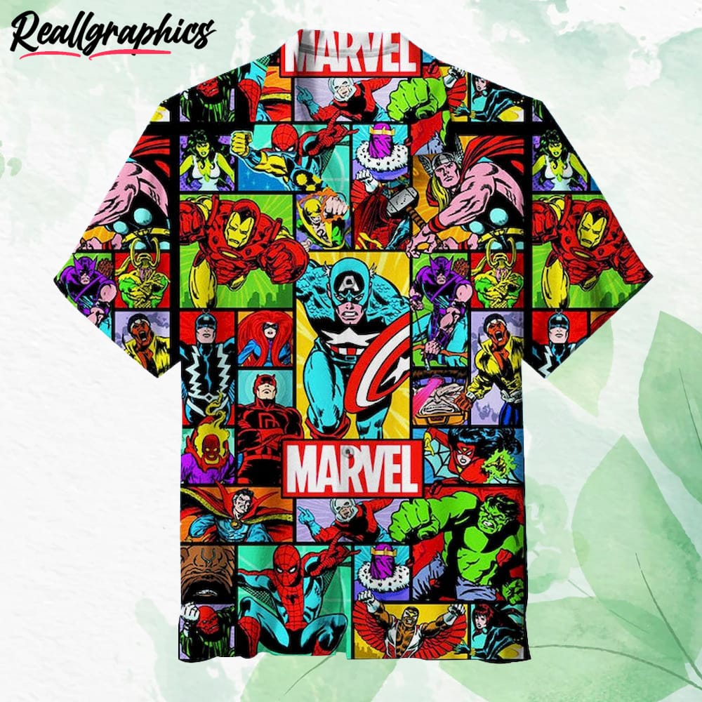 Marvel Heroes Comics Hawaiian Shirt, Short Sleeve Button-up Shirt