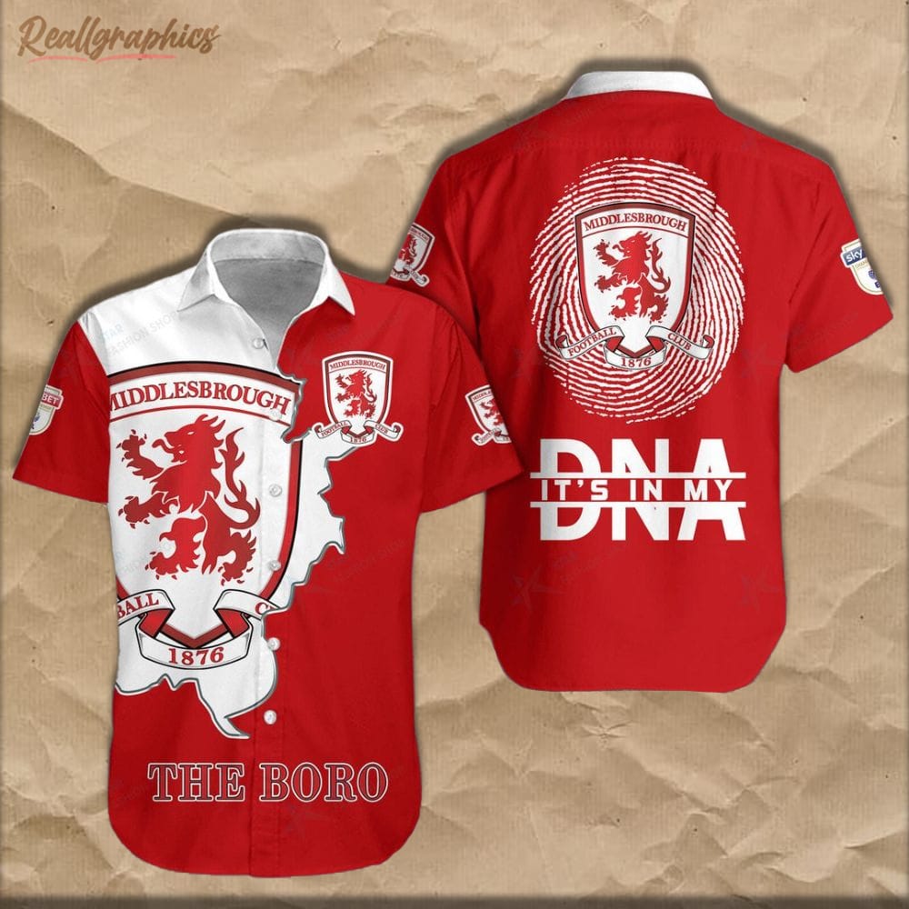 Middlesbrough FC Is My DNA Hawaiian Shirt, Short Sleeve Button-up Shirt