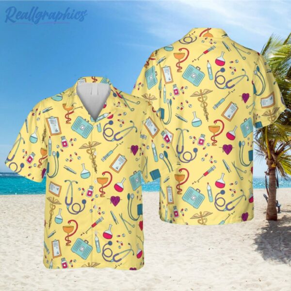 nurse tools yellow hawaiian shirt doctor the caduceus summer shirt 1 k5pzqq