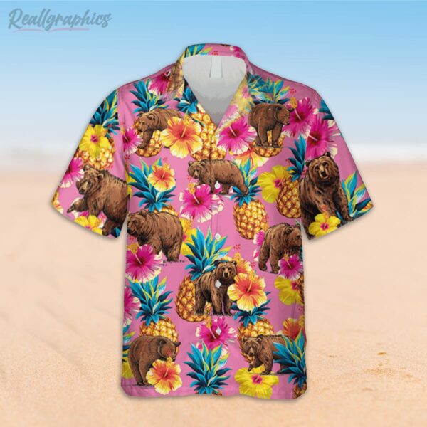 pink hibicus and bear hawaiian shirt gift for her 2 zlv7wf
