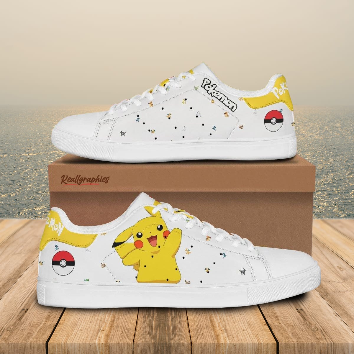 Pokemon Pikachu Stan Smith Shoes, Custom Anime Sneakers - Reallgraphics