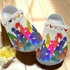 water color rooster chicken classic clogs shoes zzfr9j