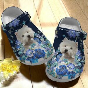 westie puppy blue lavender flowers crocs westie lovers new year yovbfi