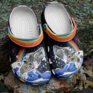 whale flower art rainbow classic clogs shoes lxouxj