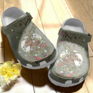 wild deer with fish flower classic clogs shoes hhzq7v