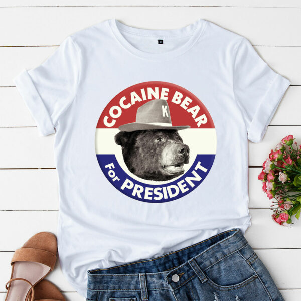 a t shirt white cocaine bear for president x8boiy