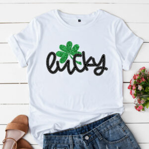 a t shirt white st patricks day shamrock lucky pjp4in
